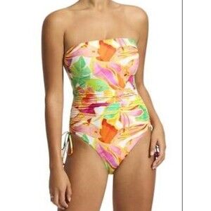 Seafolly Women's Size US 4 DD Cup Bandeau One Piece Swimsuit Wonderland Floral